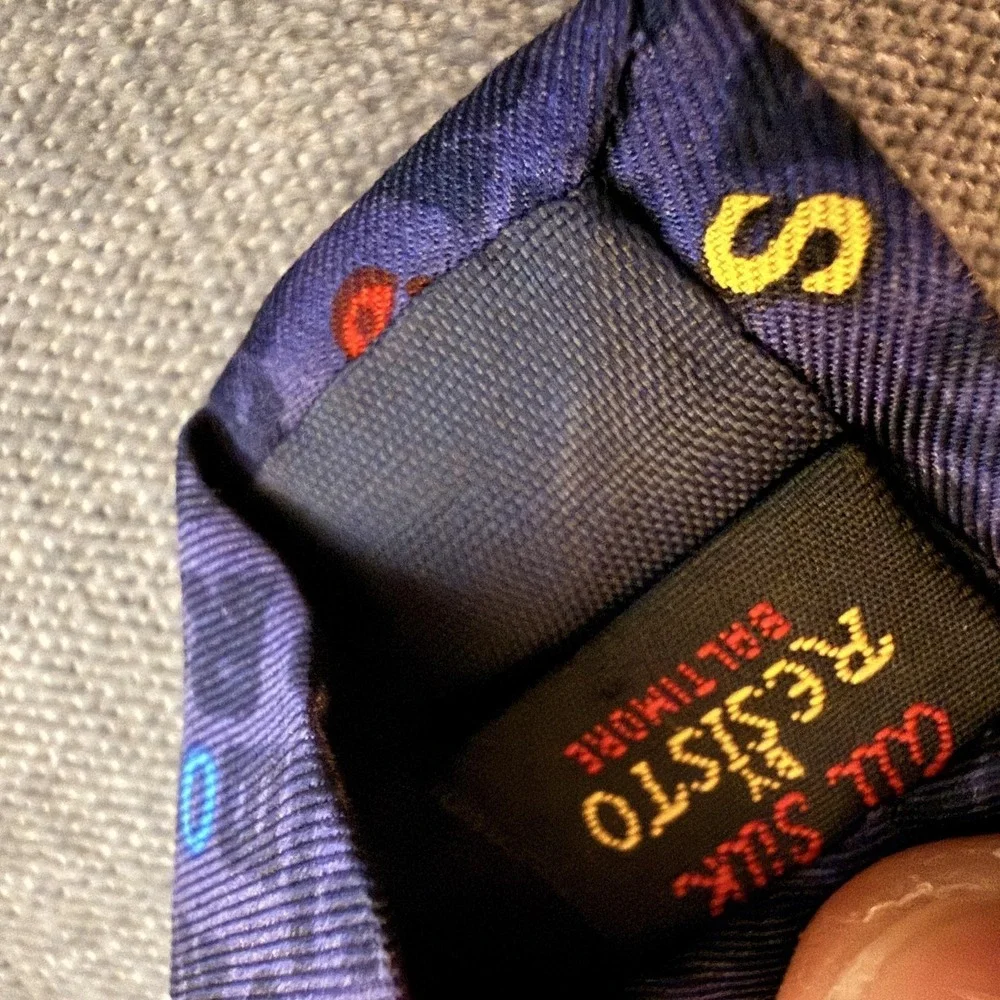 Resisto Cal Ripken Jr Tie Mens One Size Blue Red Silk Baseball Baltimore Reads